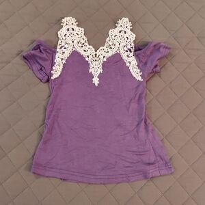 Lavender Lace Accent Kids Short Sleeve Tee